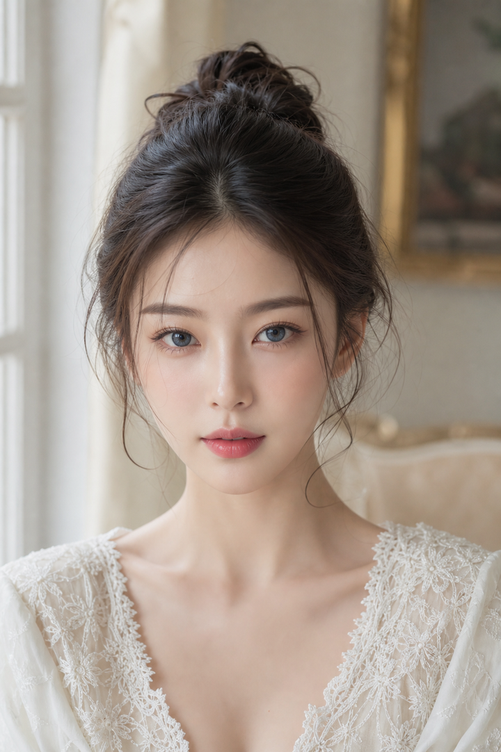Chân dung phụ nữ Việt với váy ren trắng vintage