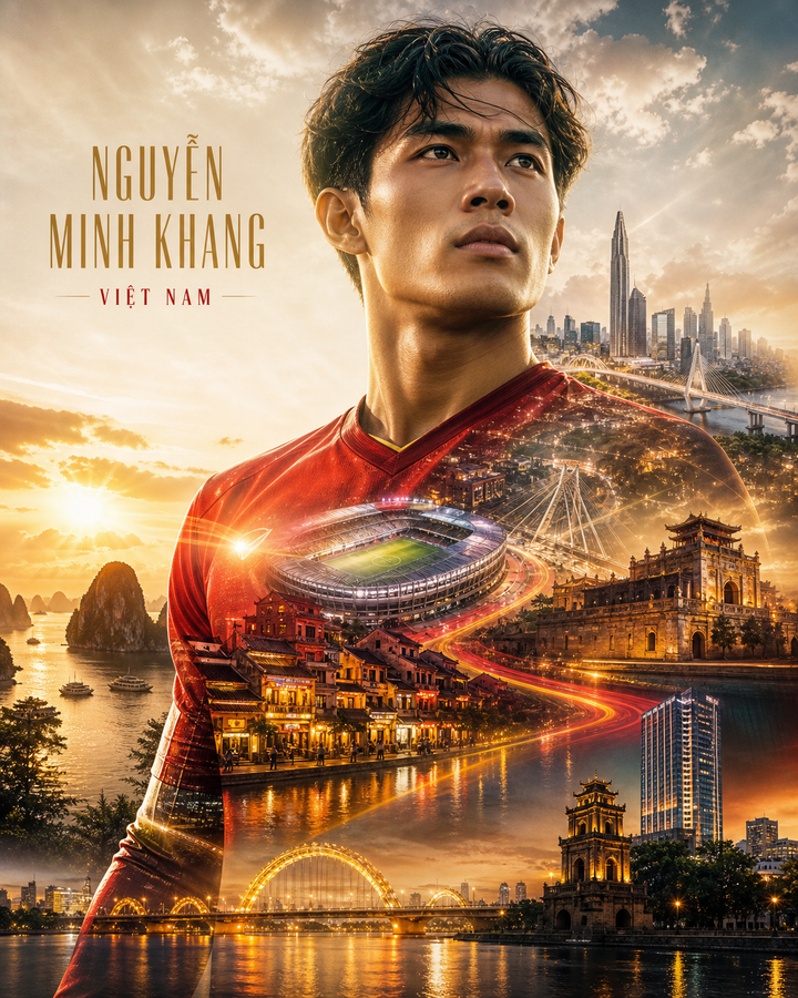 Nguyễn Minh Khang trong poster bóng đá Việt Nam