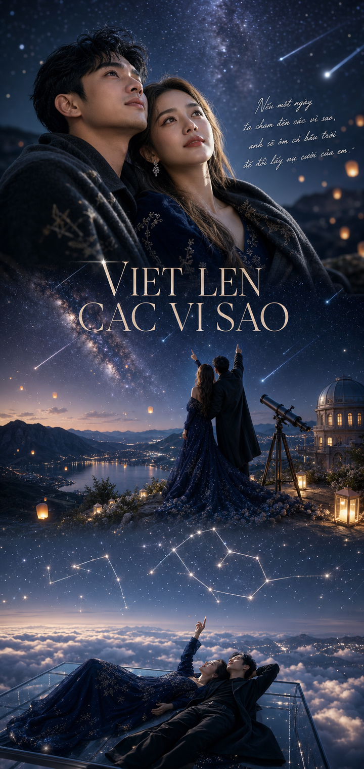 Poster cặp đôi ngắm sao giữa trời đêm điện ảnh