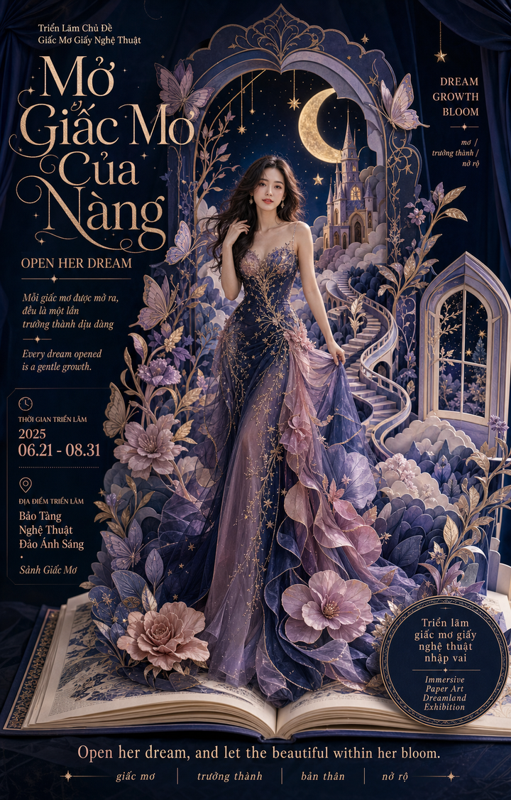 Poster triển lãm giấc mơ phong cách giấy nổi